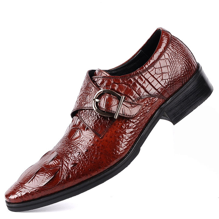 Men's alligator embossed monk shoes