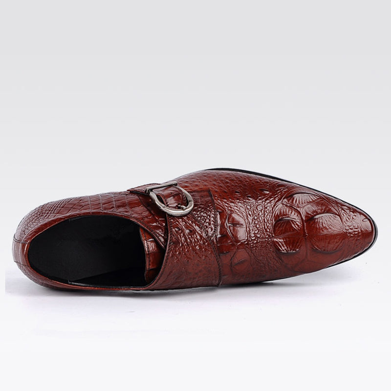 Men's alligator embossed monk shoes