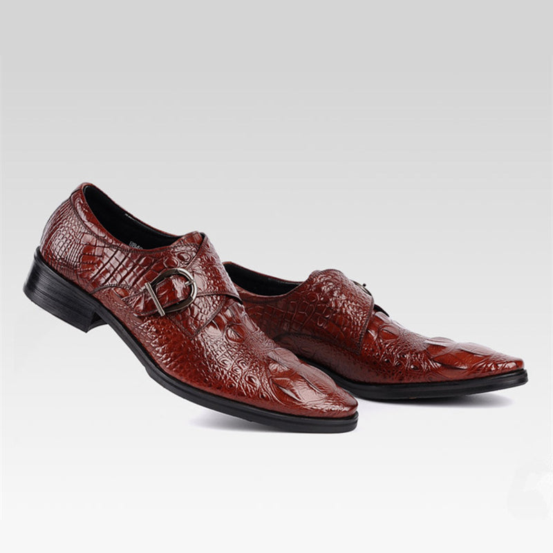 Men's alligator embossed monk shoes