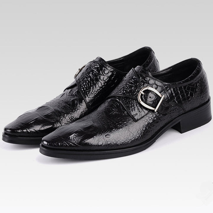 Men's alligator embossed monk shoes