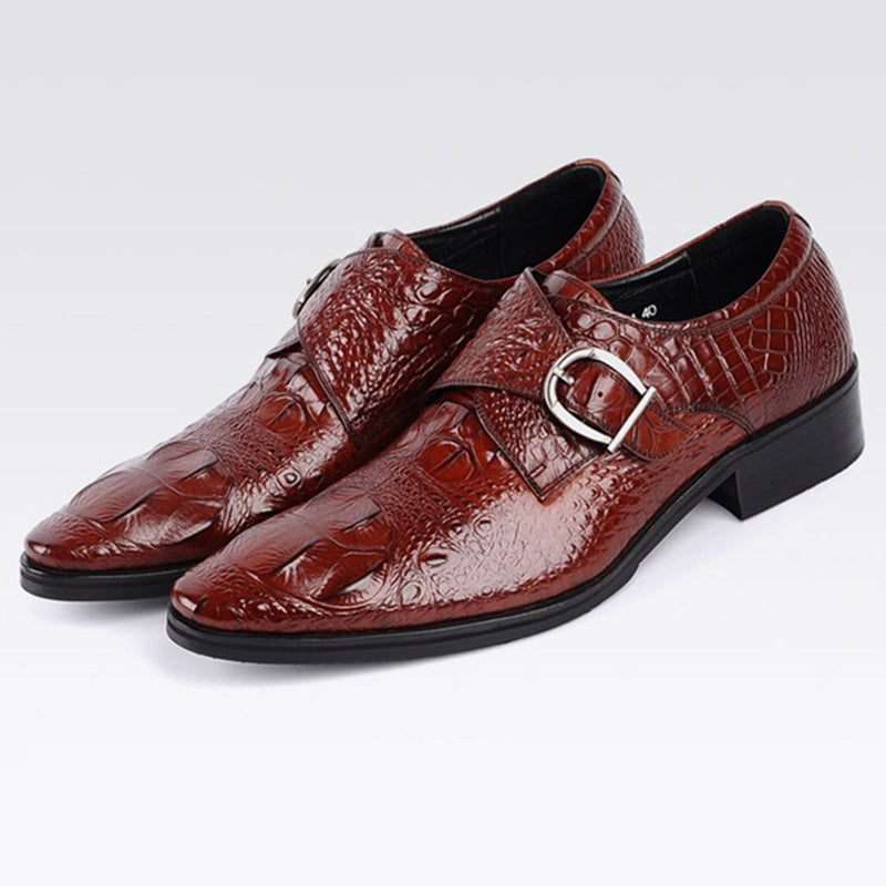 Men's alligator embossed monk shoes