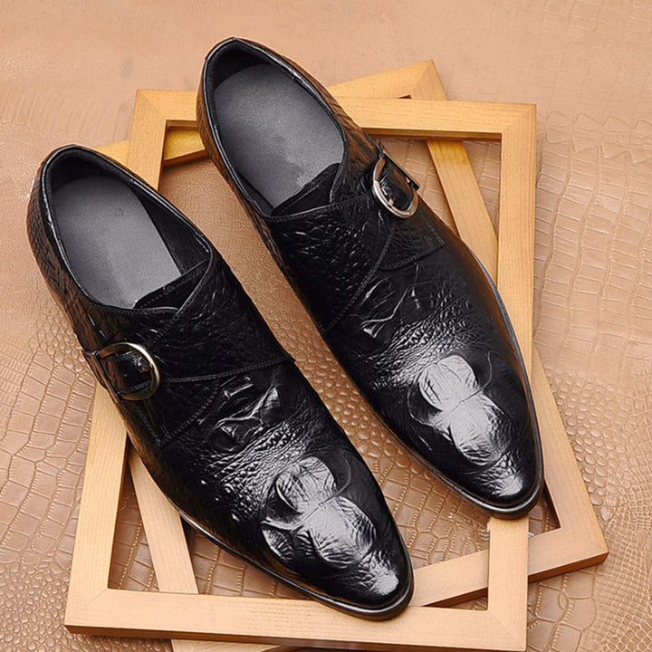 Men's alligator embossed monk shoes