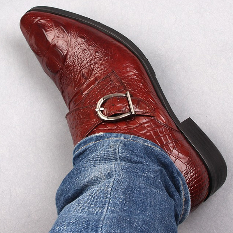 Men's alligator embossed monk shoes