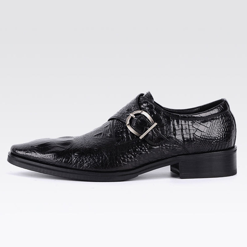 Men's alligator embossed monk shoes