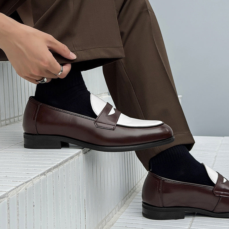 Men's brown and white 2 tones penny loafers