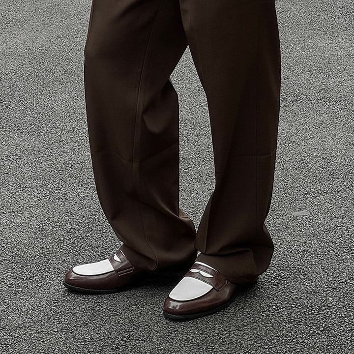 Men's brown and white 2 tones penny loafers