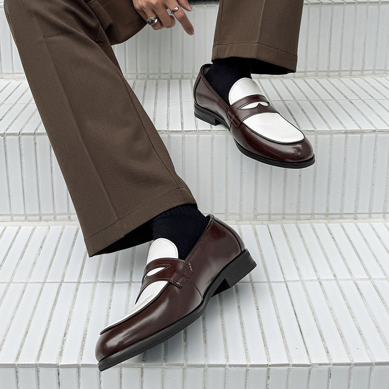 Men's brown and white 2 tones penny loafers
