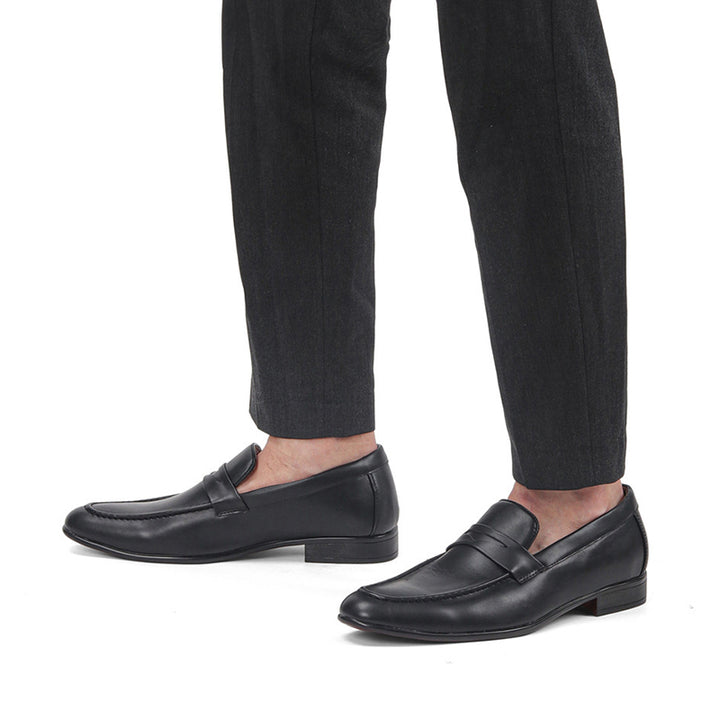 Men's classic black penny loafers formal shoes