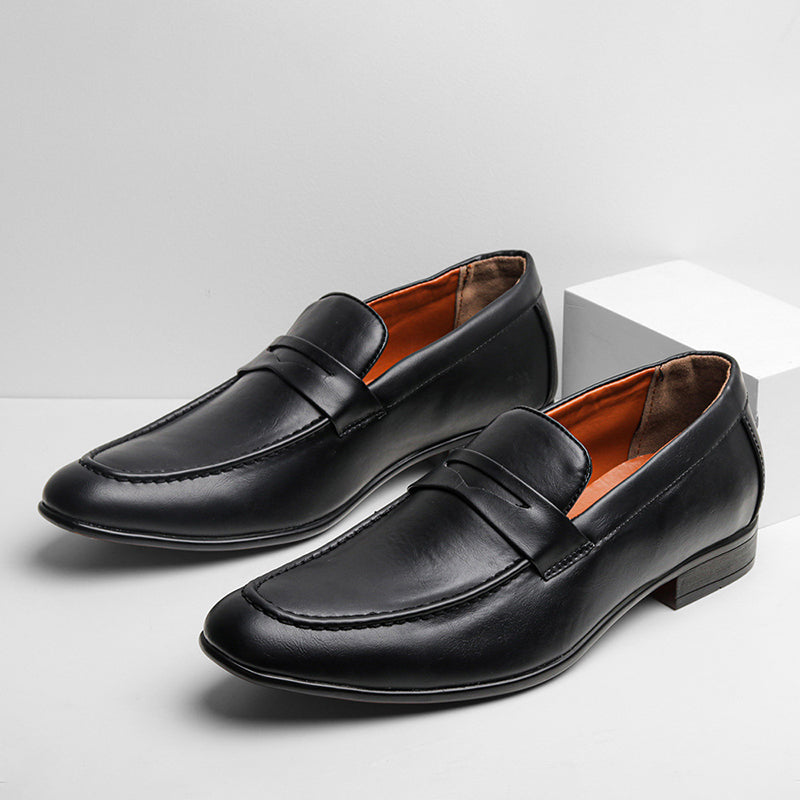 Men's classic black penny loafers formal shoes