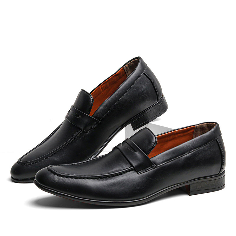 Men's classic black penny loafers formal shoes