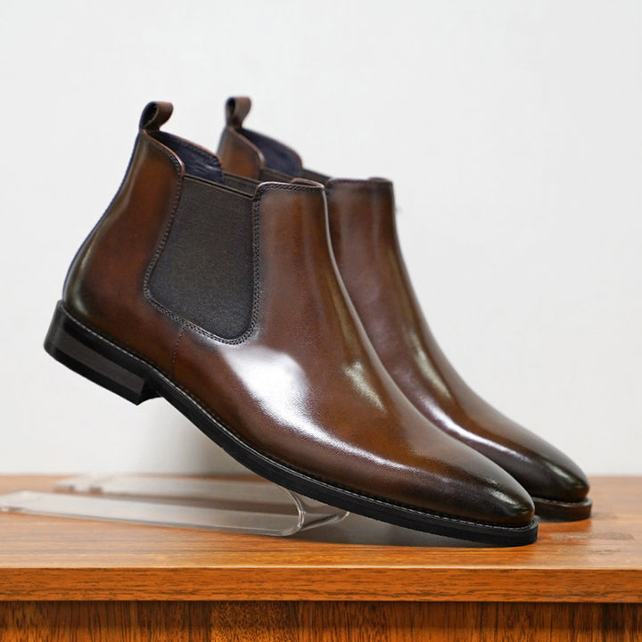 brown Men's classic slip-on chelsea boots