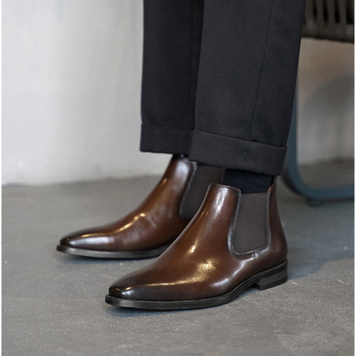 brown Men's classic slip-on chelsea boots