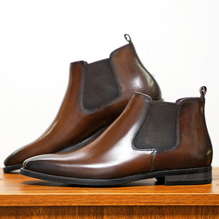 brown Men's classic slip-on chelsea boots
