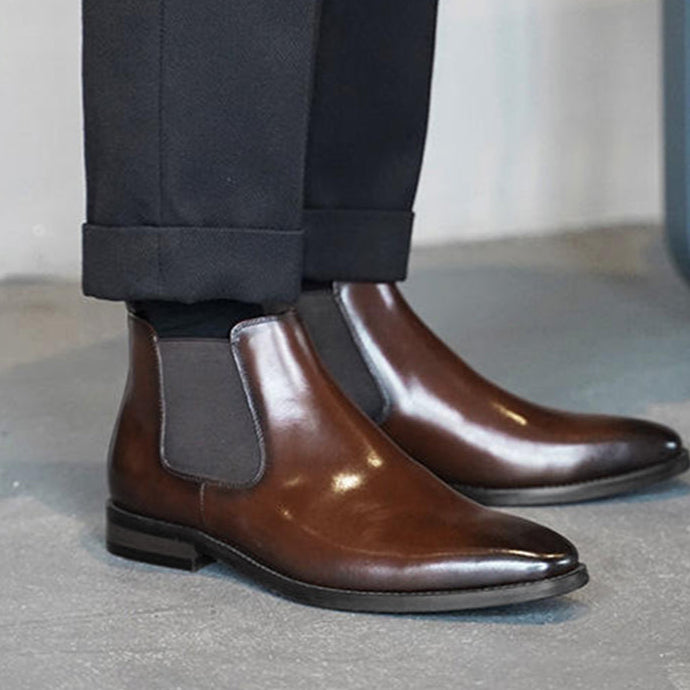 brown Men's classic slip-on chelsea boots