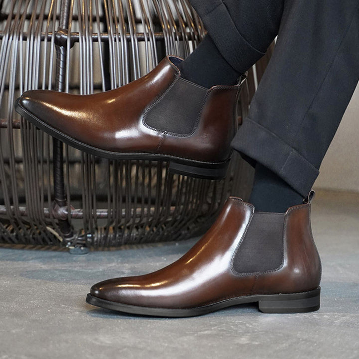 brown Men's classic slip-on chelsea boots