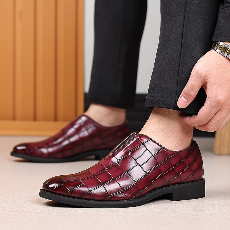 Men's crocodile-pattern faux leather slip-on loafers - Fashionshoeshouse