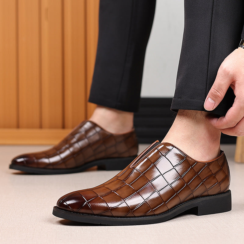Men's crocodile-pattern faux leather slip-on loafers - Fashionshoeshouse