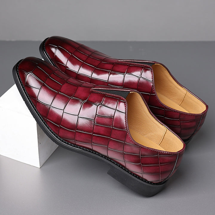 Men's crocodile-pattern faux leather slip-on loafers - Fashionshoeshouse