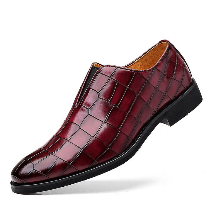 Men's crocodile-pattern faux leather slip-on loafers - Fashionshoeshouse
