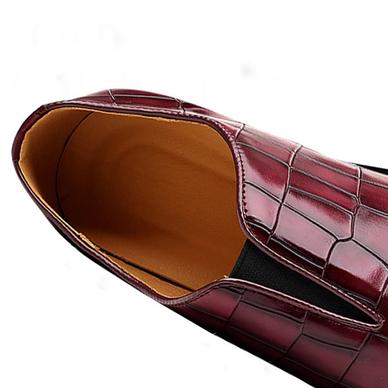 Men's crocodile-pattern faux leather slip-on loafers - Fashionshoeshouse