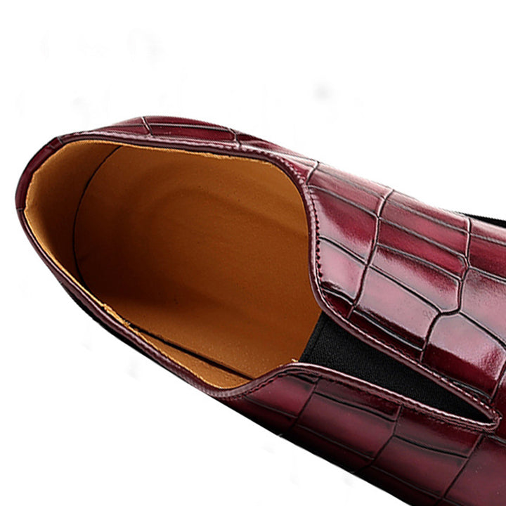 Men's crocodile-pattern faux leather slip-on loafers - Fashionshoeshouse
