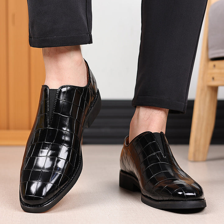 Men's crocodile-pattern faux leather slip-on loafers - Fashionshoeshouse