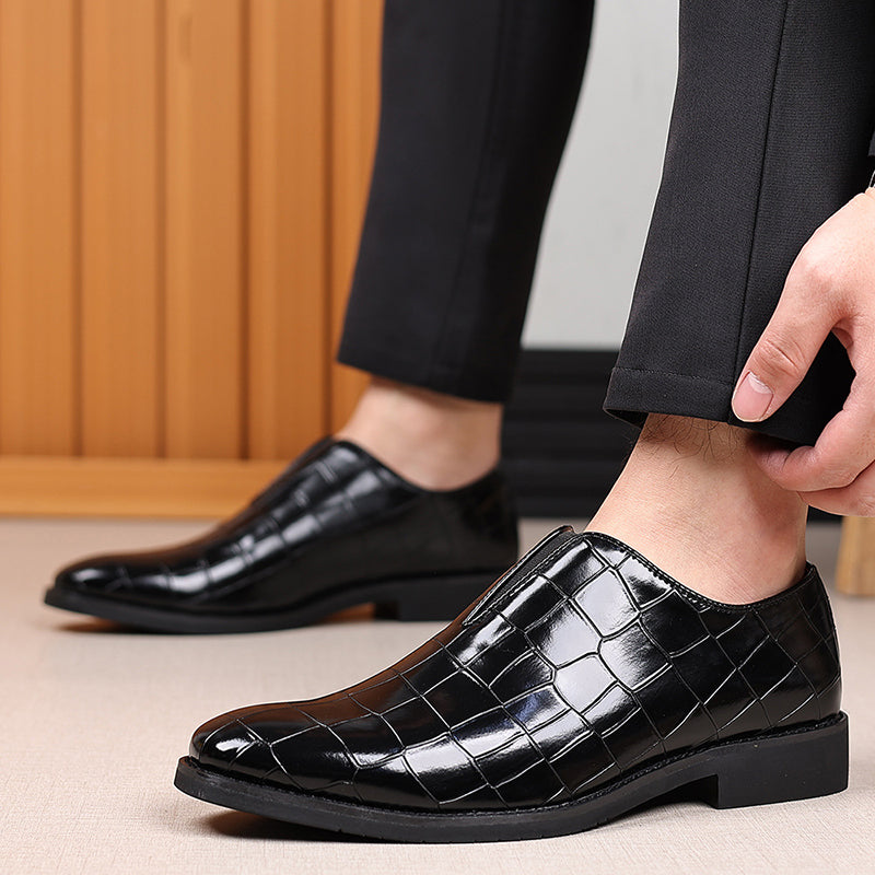 Men's crocodile-pattern faux leather slip-on loafers - Fashionshoeshouse