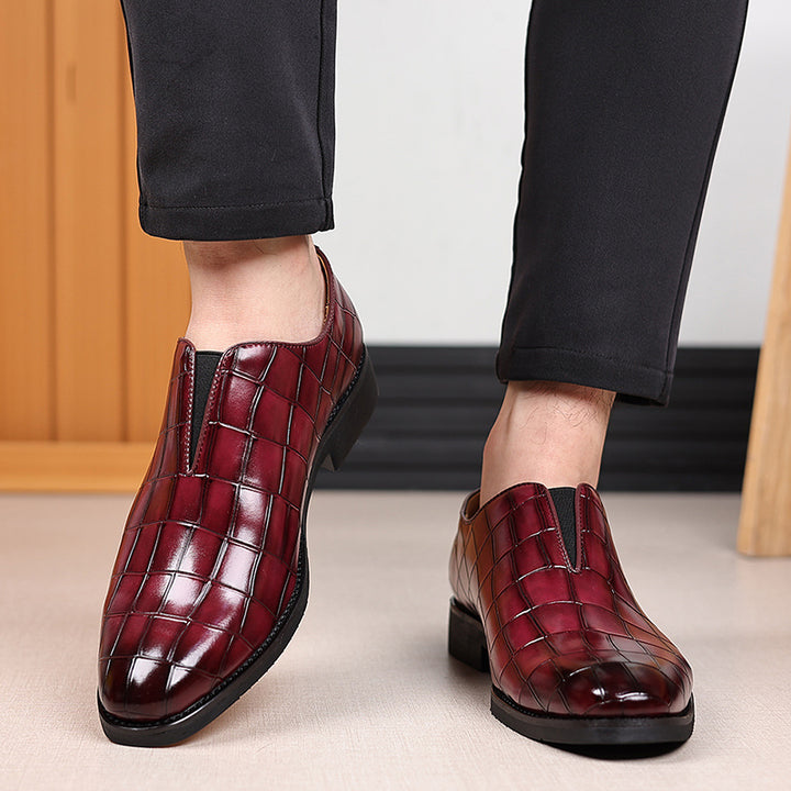 Men's crocodile-pattern faux leather slip-on loafers - Fashionshoeshouse