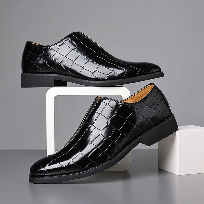 Men's crocodile-pattern faux leather slip-on loafers - Fashionshoeshouse
