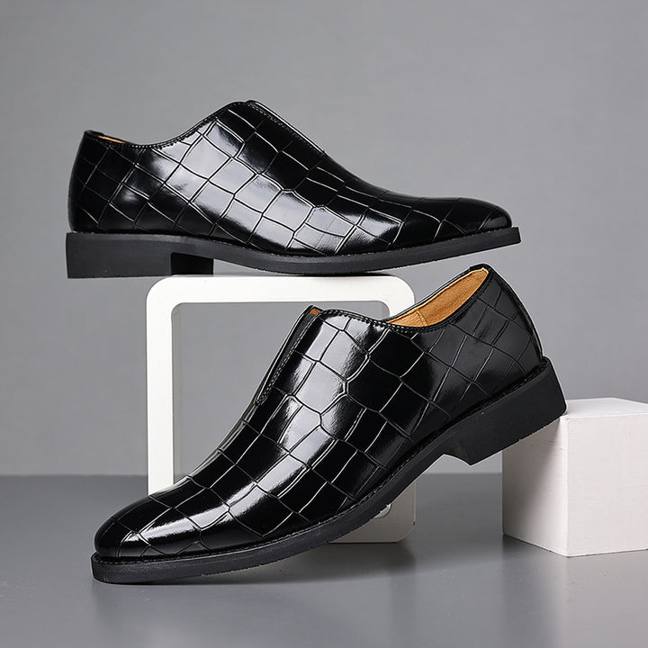 Men's crocodile-pattern faux leather slip-on loafers - Fashionshoeshouse