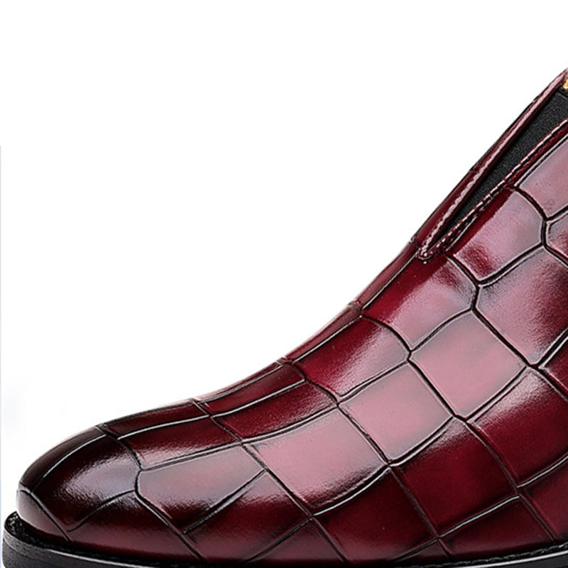 Men's crocodile-pattern faux leather slip-on loafers - Fashionshoeshouse