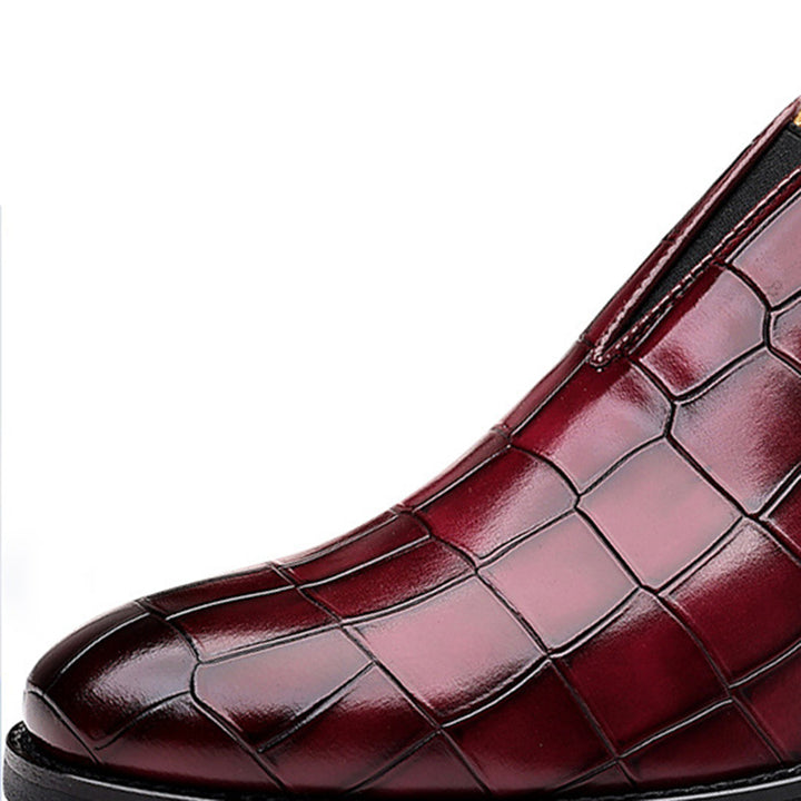 Men's crocodile-pattern faux leather slip-on loafers - Fashionshoeshouse
