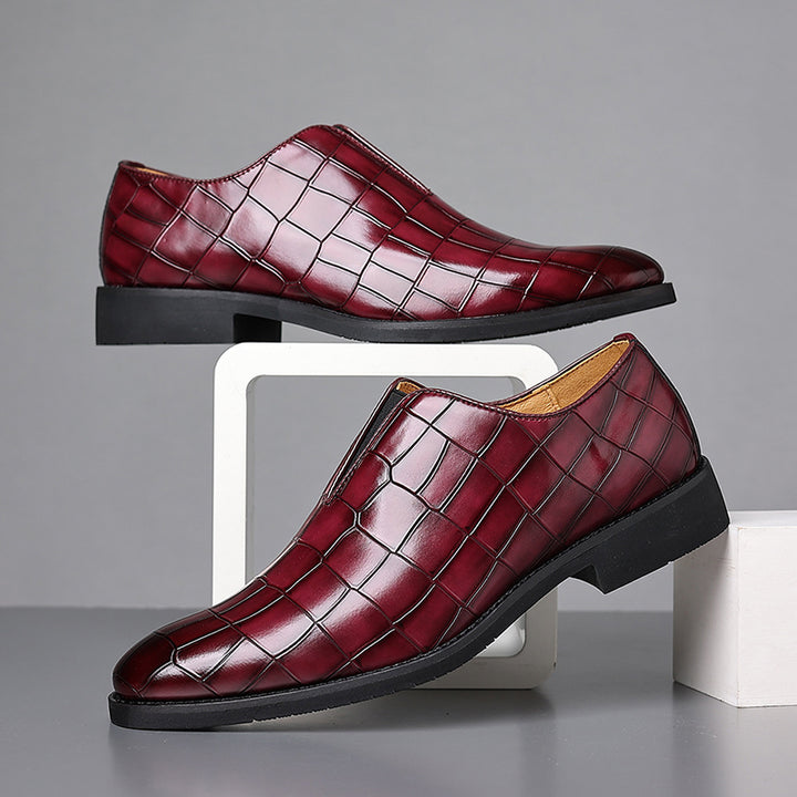 Men's crocodile-pattern faux leather slip-on loafers - Fashionshoeshouse