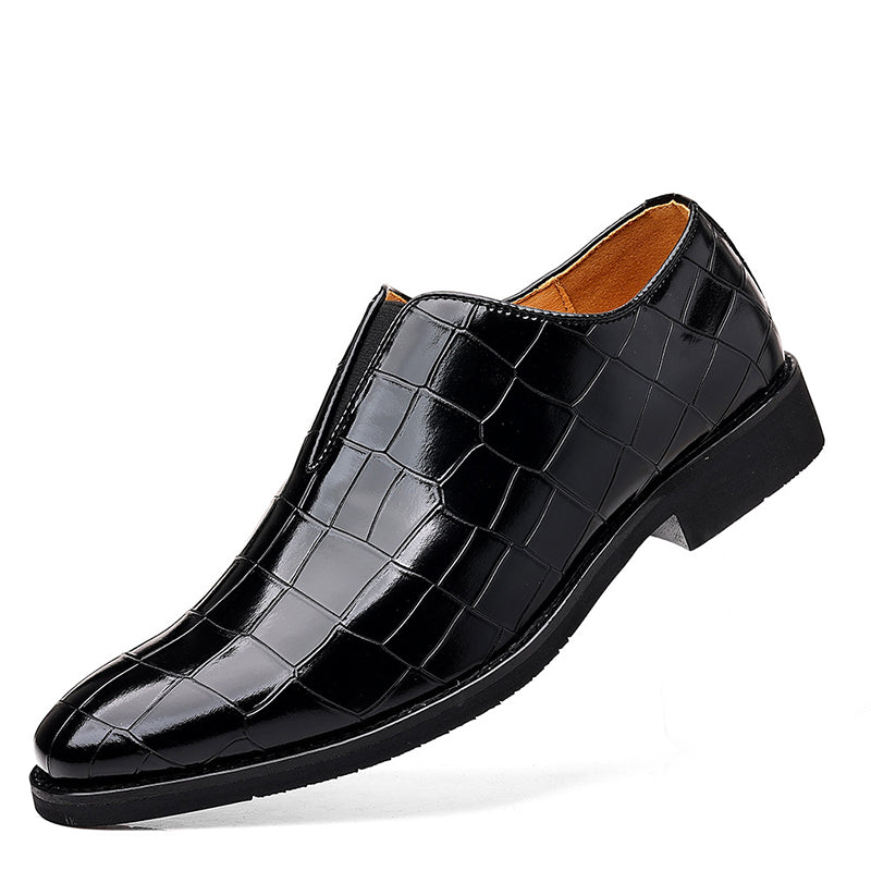 Men's crocodile-pattern faux leather slip-on loafers - Fashionshoeshouse