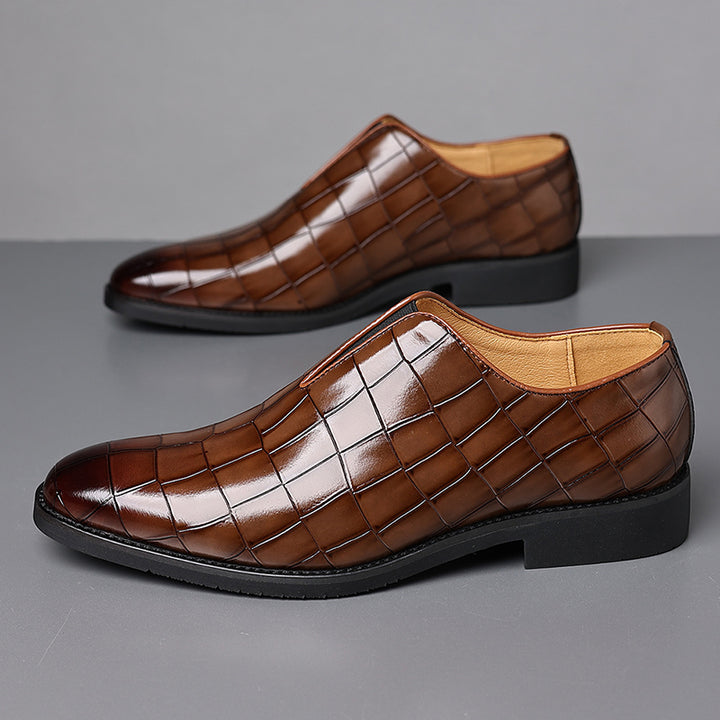 Men's crocodile-pattern faux leather slip-on loafers - Fashionshoeshouse
