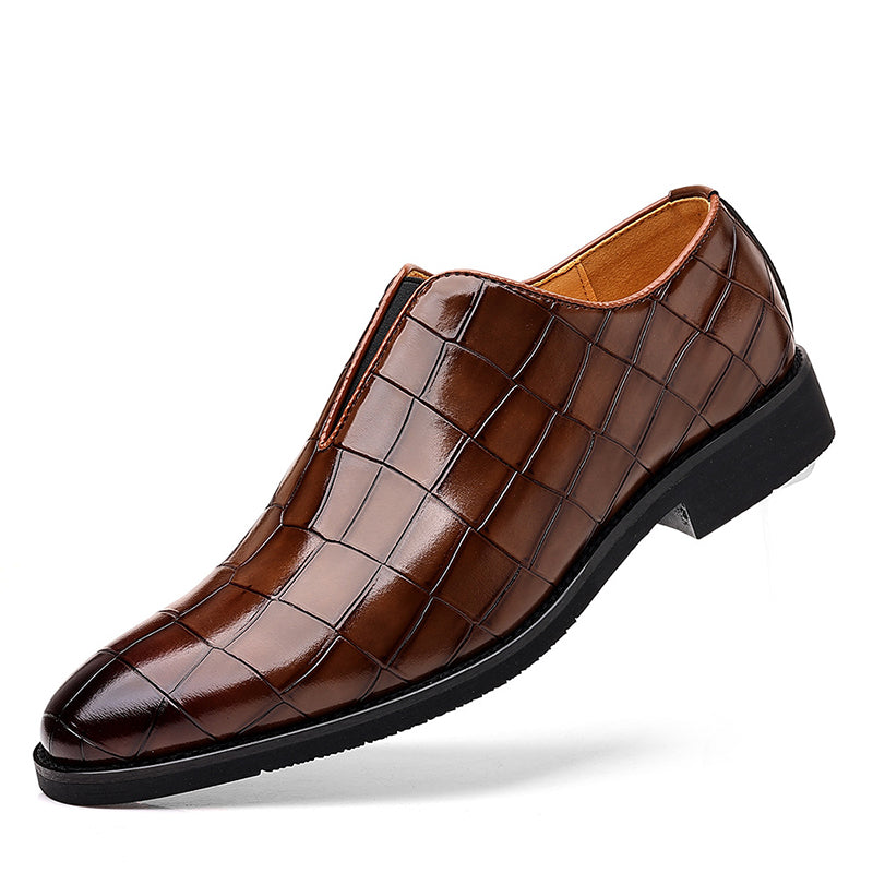 Men's crocodile-pattern faux leather slip-on loafers - Fashionshoeshouse