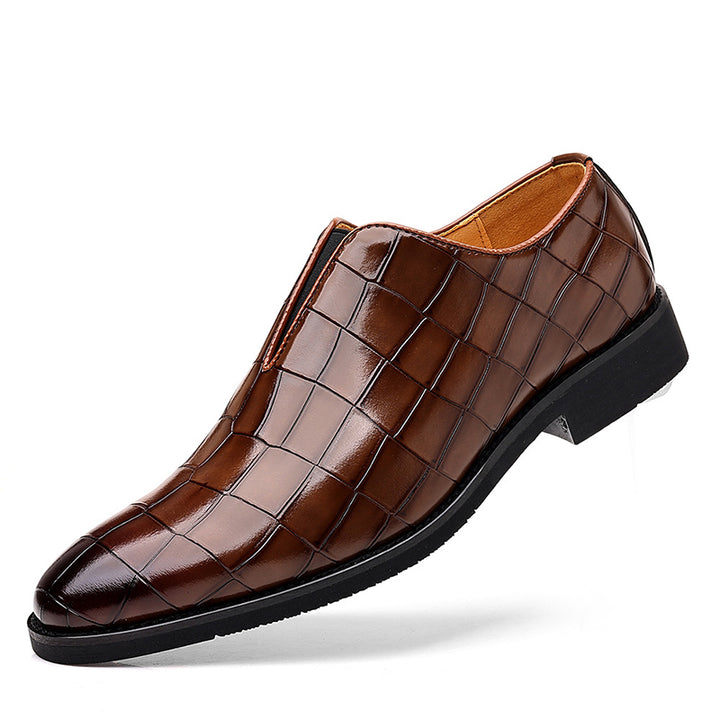 Men's crocodile-pattern faux leather slip-on loafers - Fashionshoeshouse