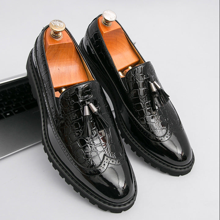 Men's crocodile embossed tassels loafers