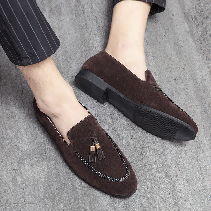 brown men's daily casual tassels loafers