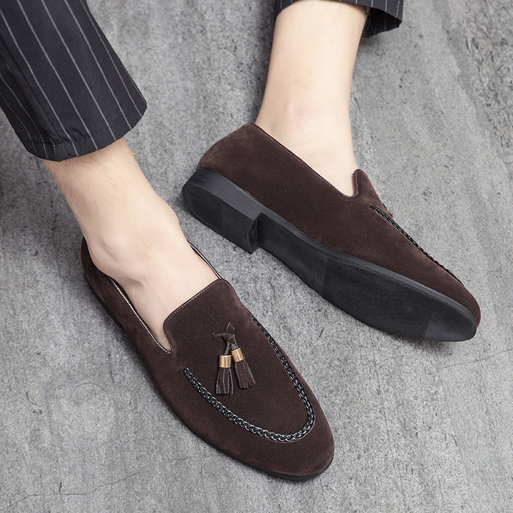 brown men's daily casual tassels loafers
