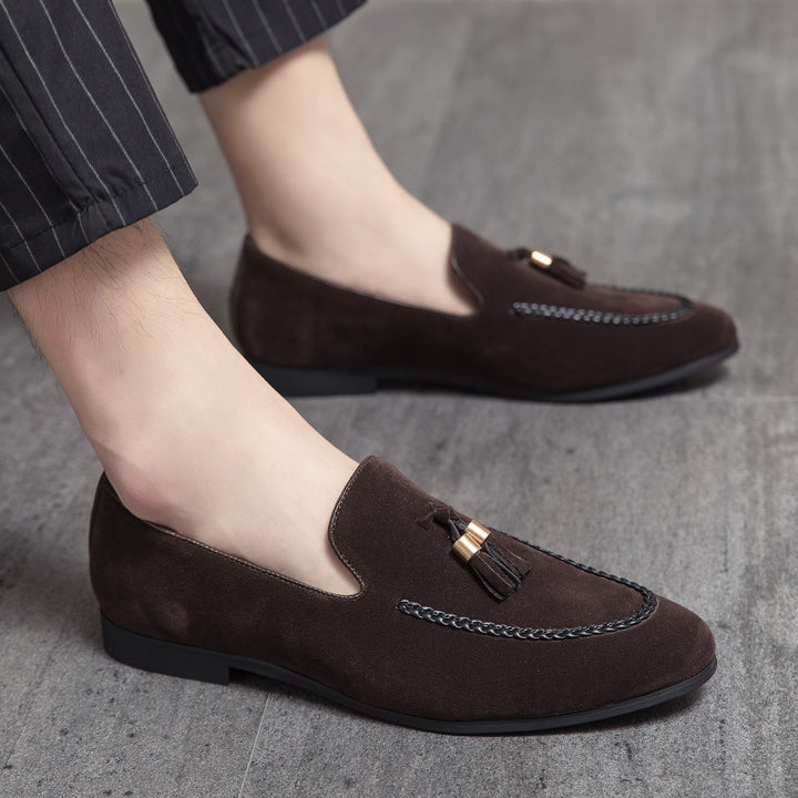 brown men's daily casual tassels loafers