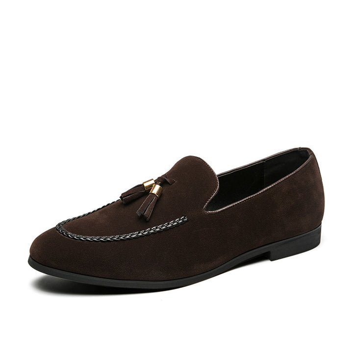 brown men's daily casual tassels loafers