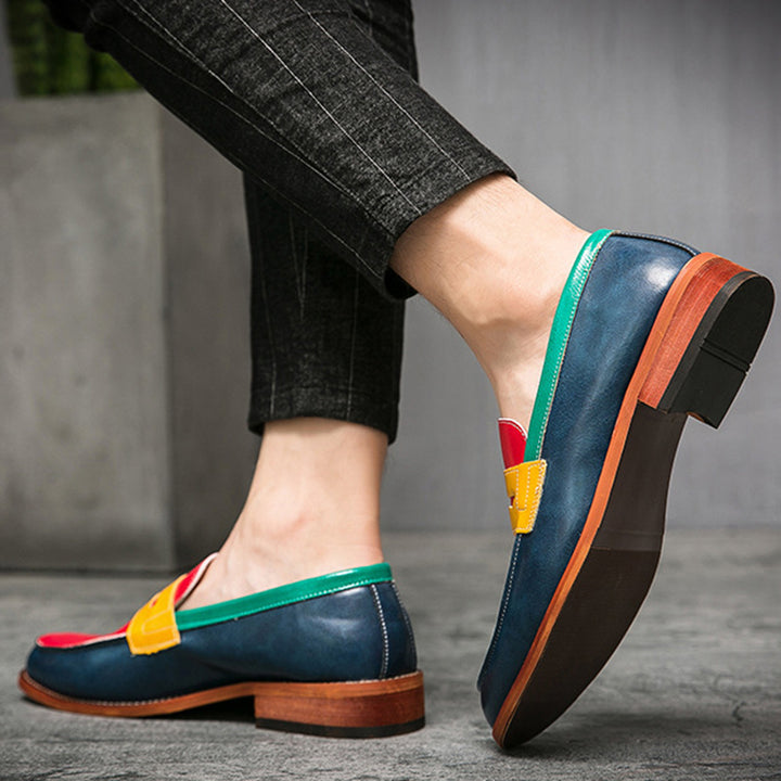 multicolor Men's fashion multi-color 4 tones penny loafers