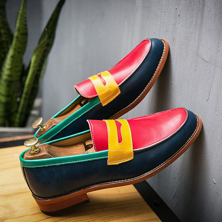 multicolor Men's fashion multi-color 4 tones penny loafers