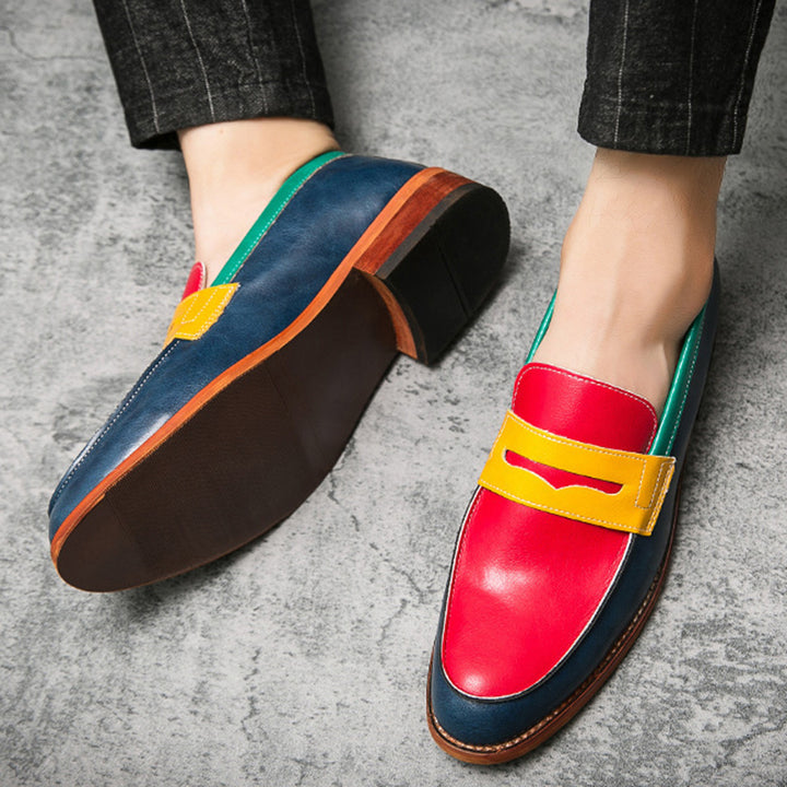 multicolor Men's fashion multi-color 4 tones penny loafers