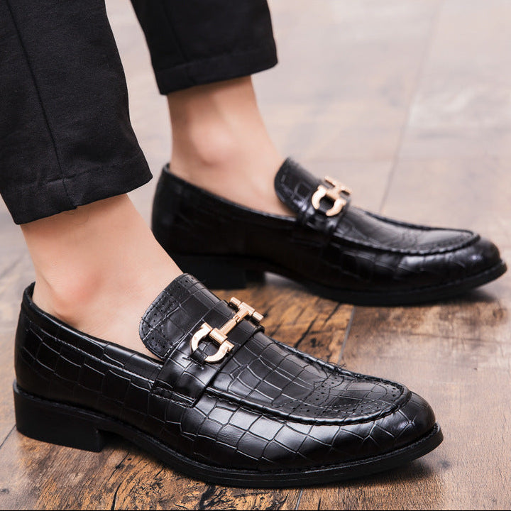 Men's faux leather crocodile patterned slip on loafers