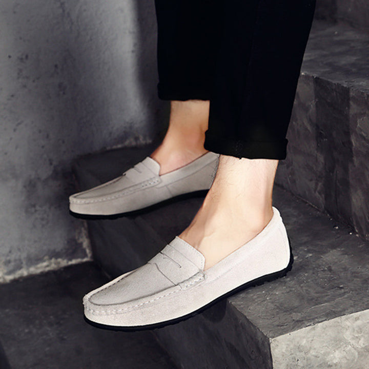 Men's faux suede classic slip-on penny loafers - Fashionshoeshouse