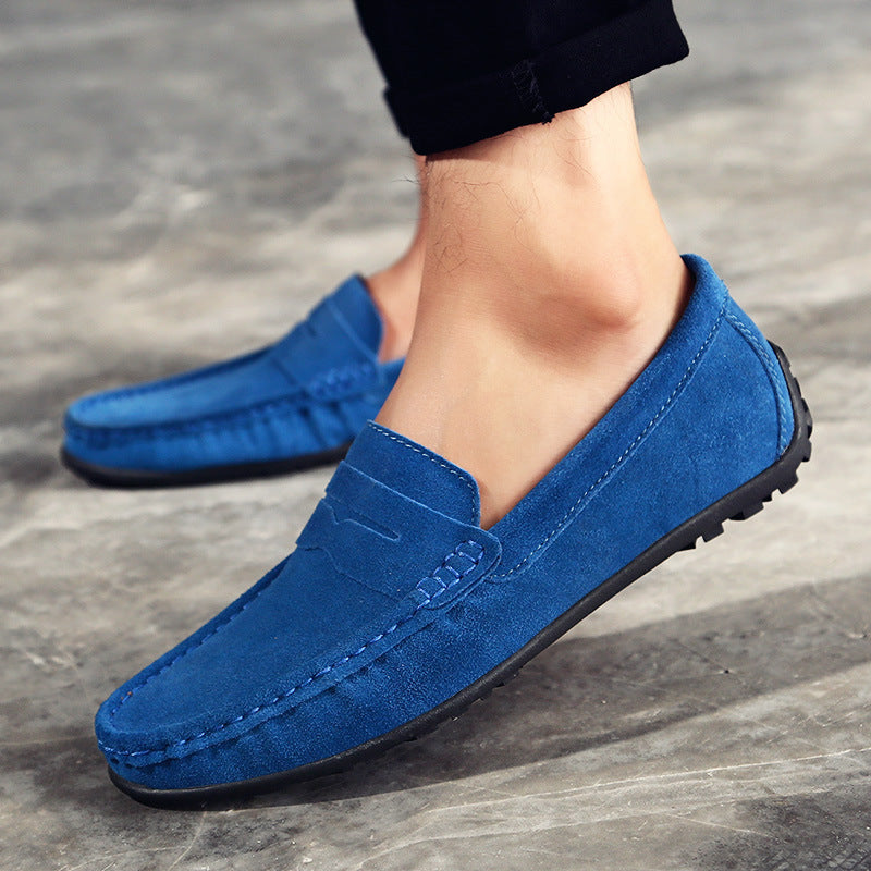 Men's faux suede classic slip-on penny loafers - Fashionshoeshouse