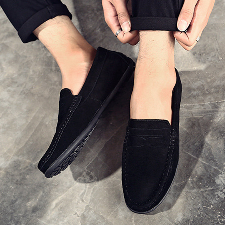 Men's faux suede classic slip-on penny loafers - Fashionshoeshouse