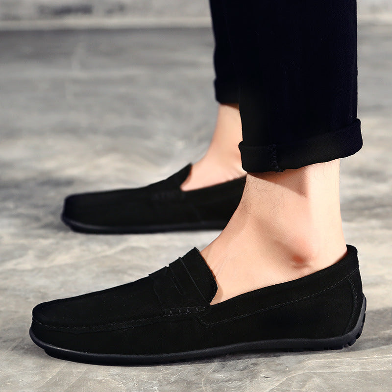 Men's faux suede classic slip-on penny loafers - Fashionshoeshouse